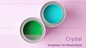  Presentation with green color - Amazing slide deck having tin-cans-with-bright-turquoise backdrop and a lemonade colored foreground