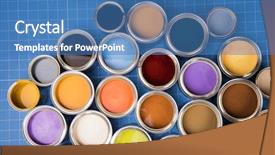  Presentation with energy drinks in metal cans - Presentation theme having tin cans with color paint background and a  colored foreground