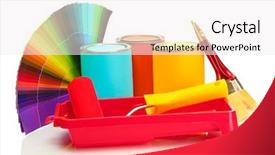  Presentation with paint roller - Colorful theme enhanced with tin cans with paint roller backdrop and a sky blue colored foreground