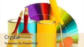  Presentation with paint roller - Slides consisting of tin cans with paint roller background and a  colored foreground