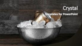  Presentation with ice - Beautiful PPT theme featuring tin drink - bowl with cans of beer backdrop and a dark gray colored foreground