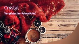  Presentation with string lights - Cool new theme with tin drink - winter homely scene warm knit backdrop and a tawny brown colored foreground