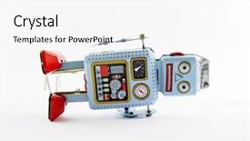  Presentation with robot toy - PPT layouts consisting of robots mechanical - old toy robot background and a white colored foreground