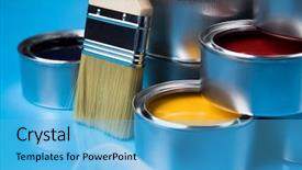  Presentation with paint - PPT theme with tin metal cans with color background and a light blue colored foreground