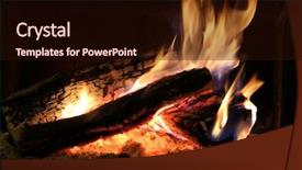  Presentation with frame of fire and burning - PPT theme consisting of tinder - closeup of burning fire wood background and a  colored foreground