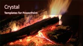  Presentation with frame of fire and burning - Audience pleasing slides consisting of tinder - closeup of burning fire wood backdrop and a wine colored foreground