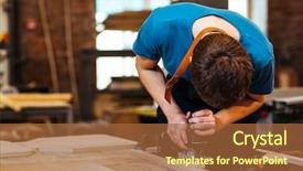  Presentation with woodworking - Slide set consisting of tinder - portrait of factory worker cutting background and a red colored foreground