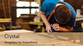  Presentation with woodworking - Audience pleasing PPT theme consisting of tinder - portrait of factory worker shaping backdrop and a coral colored foreground