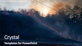  Presentation with dry - Colorful PPT theme enhanced with tinder - wildfrire - dry grass burning backdrop and a navy blue colored foreground