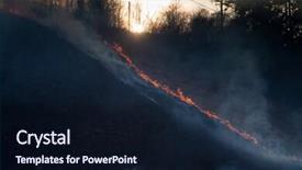  Presentation with coal power plant burning - Presentation having tinder - wildfrire - dry grass burning background and a wine colored foreground