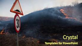  Presentation with dry - Amazing PPT theme having tinder - wildfrire - dry grass burning backdrop and a wine colored foreground