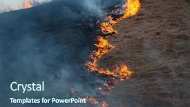  Presentation with dry - Theme consisting of tinder - wildfrire - dry grass burning background and a ocean colored foreground