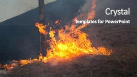  Presentation with coal burning power plant - Audience pleasing presentation consisting of tinder - wildfrire - dry grass burning backdrop and a dark gray colored foreground