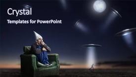  Presentation with ufo - Presentation design consisting of tinfoil helmet at night ufo background and a wine colored foreground