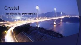  Presentation with speed camera in night - PPT theme enhanced with ting kau bridge at night background and a  colored foreground