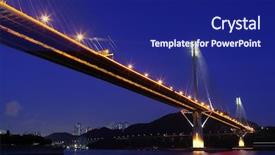  Presentation with bridge - Beautiful PPT theme featuring ting kau bridge in hong kong backdrop and a navy blue colored foreground