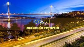  Presentation with suspension bridge - PPT theme featuring ting kau suspension bridge in hong kong at night background and a tawny brown colored foreground