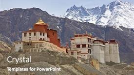  Presentation with ladakh - Colorful PPT theme enhanced with tingmosgang-buddhist-monastery-ladakh-jammu backdrop and a violet colored foreground
