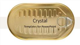 Presentation with white gold - PPT theme consisting of tinned fish - closed gold metal tin isolated background and a coral colored foreground
