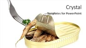  Presentation with sardines - Cool new theme with tinned fish - open tin can with sardines backdrop and a white colored foreground
