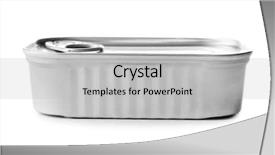  Presentation with tin mining - Colorful PPT theme enhanced with tinned fish - tin can isolated on white backdrop and a light gray colored foreground