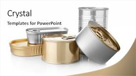  Presentation with cans canned tuna isolated - Slides having tinned fish - tin cans isolated on white background and a white colored foreground