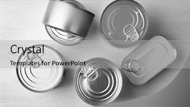  Presentation with light - Slides featuring tinned fish - tin cans on light background background and a light gray colored foreground