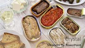  Presentation with annual day save the date - Presentation design enhanced with tinned-fish-platter-for-date background and a  colored foreground