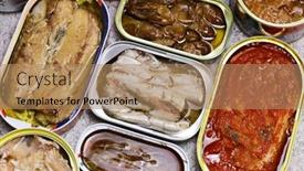  Presentation with date palmtree - Slide deck with tinned-fish-platter-for-date background and a coral colored foreground