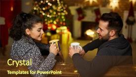  Presentation with christmas borders winter - Beautiful theme featuring tinsel - christmas couple at home backdrop and a tawny brown colored foreground