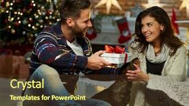  Presentation with christmas borders winter - PPT layouts with tinsel - christmas couple at home background and a tawny brown colored foreground