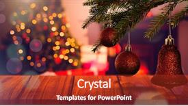  Presentation with christmas tree - Theme consisting of tinsel - digital composite of wood surface background and a crimson colored foreground