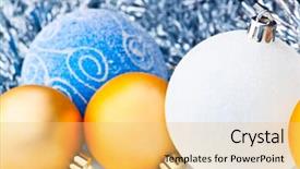  Presentation with blue gold - Audience pleasing presentation design consisting of tinsel and christmas balls gold backdrop and a yellow colored foreground