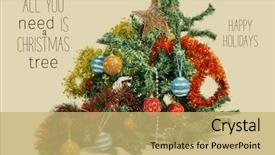  Presentation with christmas tree - PPT layouts having tinsel baubles and a star background and a yellow colored foreground