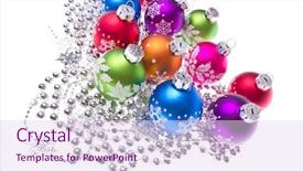  Presentation with christmas balls disco ball - Audience pleasing presentation consisting of tinsel isolated on white background backdrop and a  colored foreground