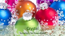  Presentation with christmas balls disco ball - PPT theme featuring tinsel isolated on white background background and a mint green colored foreground