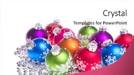  Presentation with christmas balls disco ball - Beautiful slides featuring tinsel isolated on white background backdrop and a white colored foreground