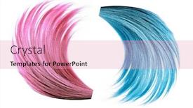  Presentation with blue pink - Beautiful presentation theme featuring tinted-hair-in-pink backdrop and a coral colored foreground