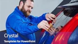  Presentation with automobile - Theme with car tinting automobile mechanic technician background and a ocean colored foreground