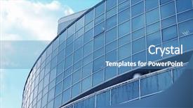  Presentation with skyscraper - Colorful theme enhanced with modern skyscraper with tinted windows backdrop and a light blue colored foreground