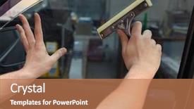  Presentation with insulation worker harassment workplace - Cool new slide deck with worker applying tinting foil onto backdrop and a  colored foreground