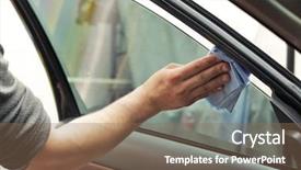  Presentation with hybride car - Presentation design featuring worker polishing tinted car window background and a  colored foreground