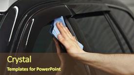  Presentation with car accident cartoon - Amazing presentation theme having worker polishing tinted car window backdrop and a tawny brown colored foreground