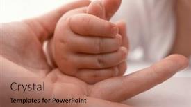  Presentation with holding hands - PPT theme enhanced with tiny-baby-hands-holding-mothers background and a coral colored foreground