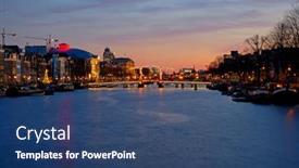  Presentation with amsterdam - Beautiful PPT layouts featuring tiny-bridge-in-amsterdam backdrop and a ocean colored foreground