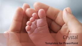  Presentation with mom baby - Slide set having tiny-foot-of-a-newborn background and a red colored foreground