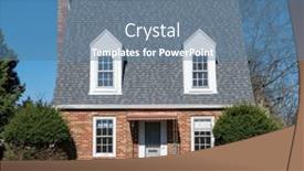  Presentation with white house roof - Slide deck having tiny-red-brick-house background and a  colored foreground