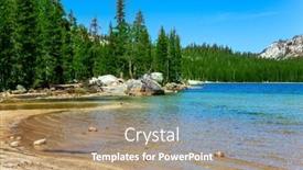  Presentation with inflatable water park - Presentation theme having tioga-road-yosemite-park-sun background and a coral colored foreground