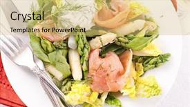  Presentation with smoked meat and cured meat - PPT layouts with tip iceberg - salad with smoked salmon background and a yellow colored foreground