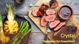  Presentation with barbecue dry aged kobe rib - PPT theme enhanced with tipping - barbecue dry aged wagyu tri background and a tawny brown colored foreground